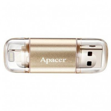 флеш память usb Apacer 64 GB USB 3.1 Gen1 Lightning AH190 Gold (AP64GAH190H)-2