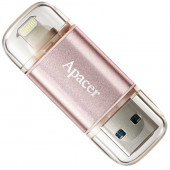 Флеш память USB Apacer 64 GB  USB 3.1 Gen1 Lightning AH190 / Rose Gold (IOS & Mac) (AP64GAH190H-1)