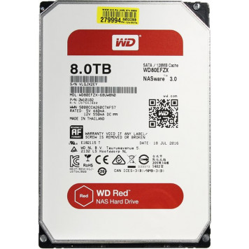 Внутренний HDD WD RED  3.5'' 8TB 7200 prm 128mb (WD80EFZX)