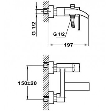 Cмеситель для ванны Teka 501010200 AURA-3