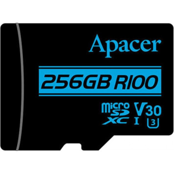 Карта памяти Apacer 256 GB microSDXC/SDHC UHS-I U3 V30 R100 Class 10 + SD adapter (AP256GMCSX10U7-R)