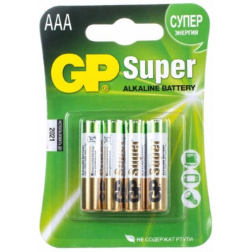 Батарейки GP battery Super Alkaline AAA(4) 24A-2UE4