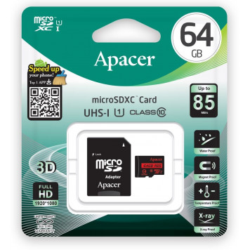 Карта памяти Apacer 64 GB microSDXC/SDHC UHS-I U1 Class 10 (R85 MB/s) + SD adapter (AP64GMCSX10U5-R)-2