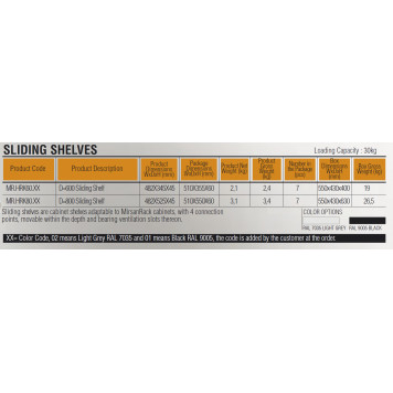 Полка для серверных шкафов Mirsan D=800 Hareketli raf / Sliding Shelf (MR.HRK80.01)-2