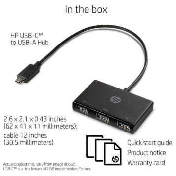 Адаптер HP USB-C to USB-A Hub (Z8W90AA)-3