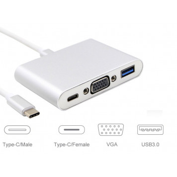 Конвертер Type-c to VGA, USB 3,0, USB-c
