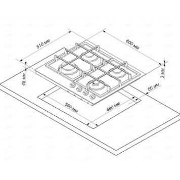 Газовая варочная поверхность De Luxe TG4 750231F-078-4