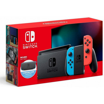 Игровая приставка Nintendo Switch - Neon Blue and Red Joy-Con V2 + Carry Case (Blue/Red)