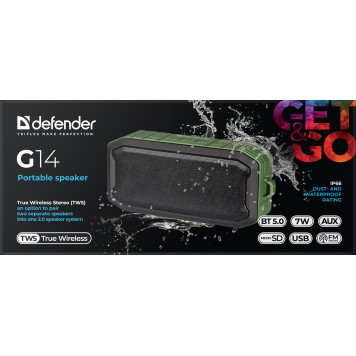 Портативная колонка Defender G14 7Вт, зеленый, IP66/BT/FM/TWS (65014)-6