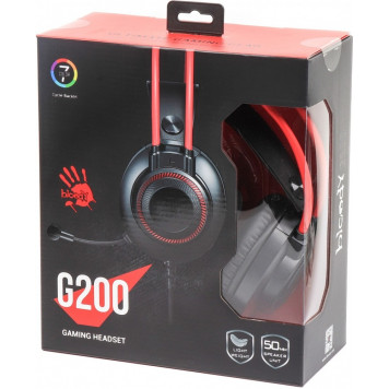 Наушники A4Tech G200 BLOODY NEON STEREO HEADPHONE 3.5mm & USB (black/red)-1